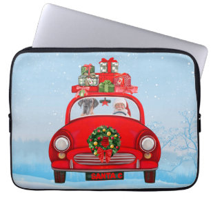 Great Dane Dog In Car With Santa Claus Laptop Sleeve
