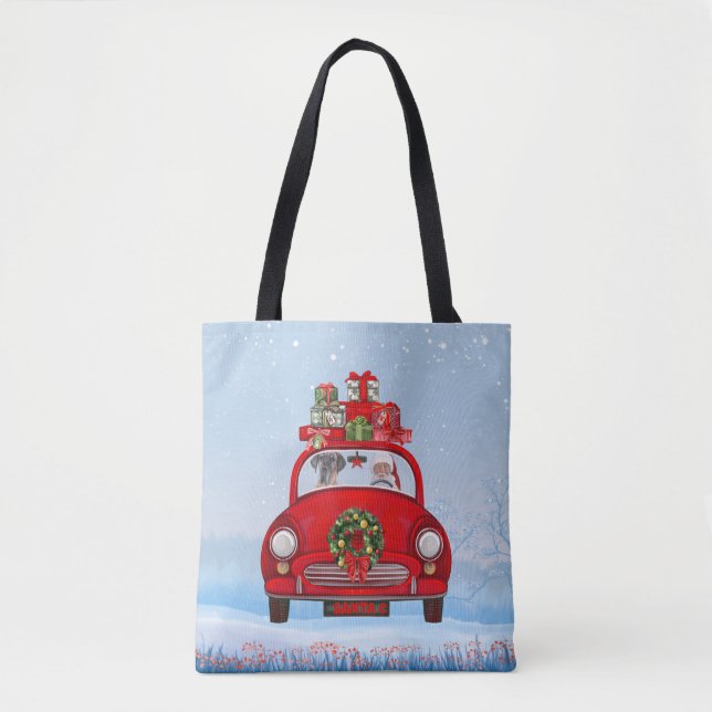 Great Dane Dog In Car With Santa Claus  Tote Bag (Front)