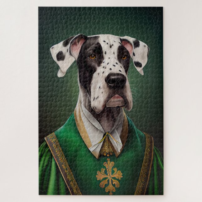 Great Dane Dog in St. Patrick's Day Dress Jigsaw Puzzle (Vertical)