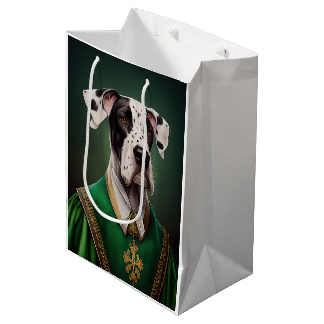 Great Dane Dog in St. Patrick's Day Dress Medium Gift Bag (Front Angled)