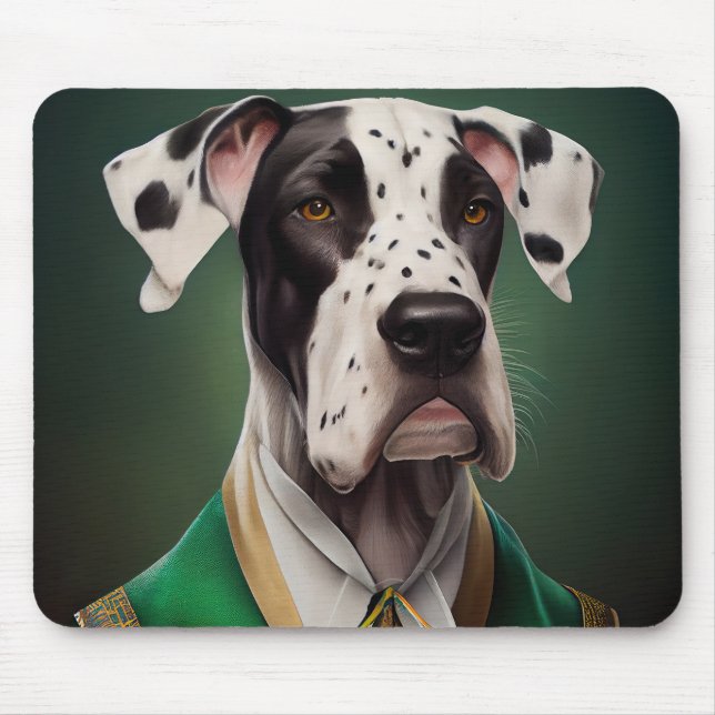Great Dane Dog in St. Patrick's Day Dress Mouse Pad (Front)