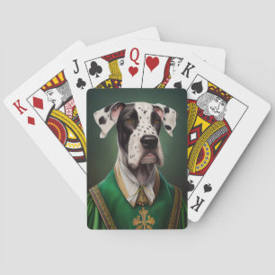 Great Dane Dog in St. Patrick's Day Dress Playing Cards