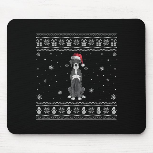Great Dane Dog Lovers Men Women Santa Ugly Xmas Sw Mouse Pad (Front)