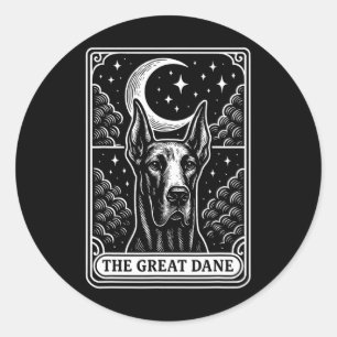 Great Dane Dog Mom Tarot Card Vintage Crescent Moo Classic Round Sticker