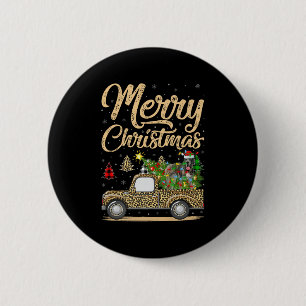 Great Dane Dog On Christmas Tree Leopard Truck Xma 2 Inch Round Button