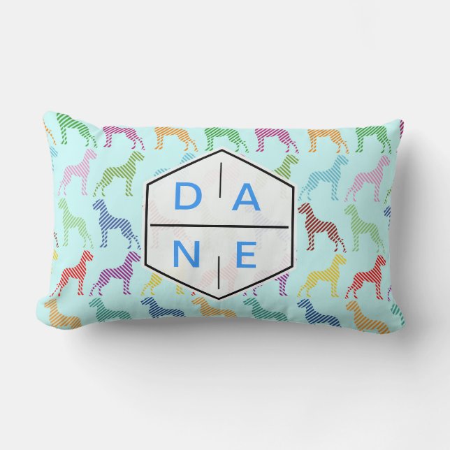Great Dane Dog Pattern Lumbar Pillow (Front)