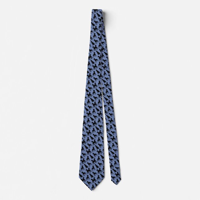 Great Dane Dog Pet Animal Black Blue Pattern Tie (Front)