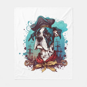 Great Dane Dog Pirate Fleece Blanket
