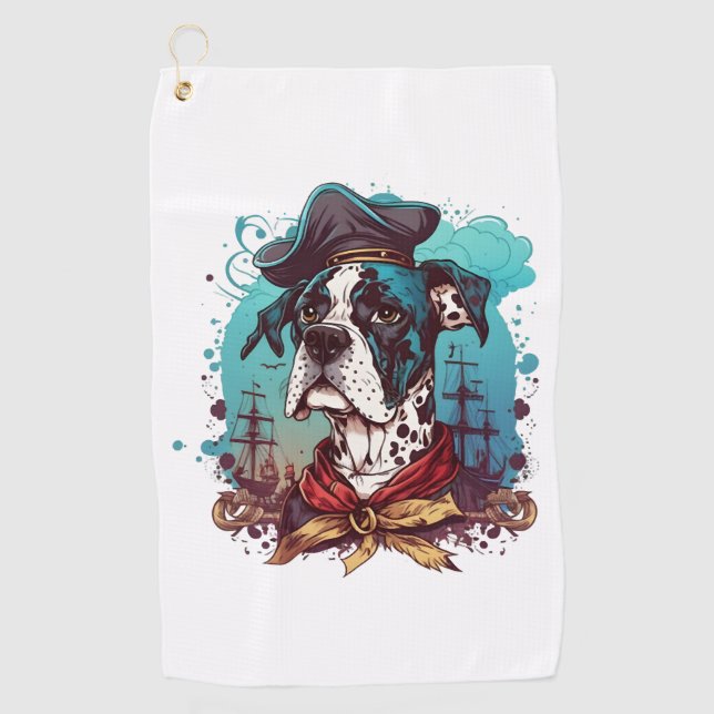 Great Dane Dog Pirate Golf Towel (Front)