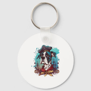 Great Dane Dog Pirate Keychain
