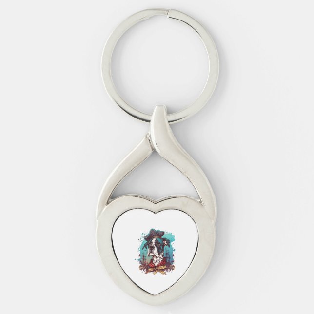 Great Dane Dog Pirate Keychain (Front)