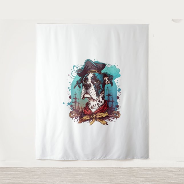 Great Dane Dog Pirate Tapestry (Front)