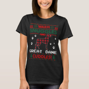 Great Dane Dog Red Buffalo Plaid Gift Ugly Christm T-Shirt