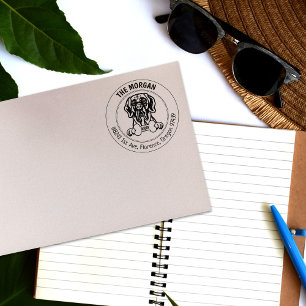 Great Dane Dog Return Address Family Rubber Stamp