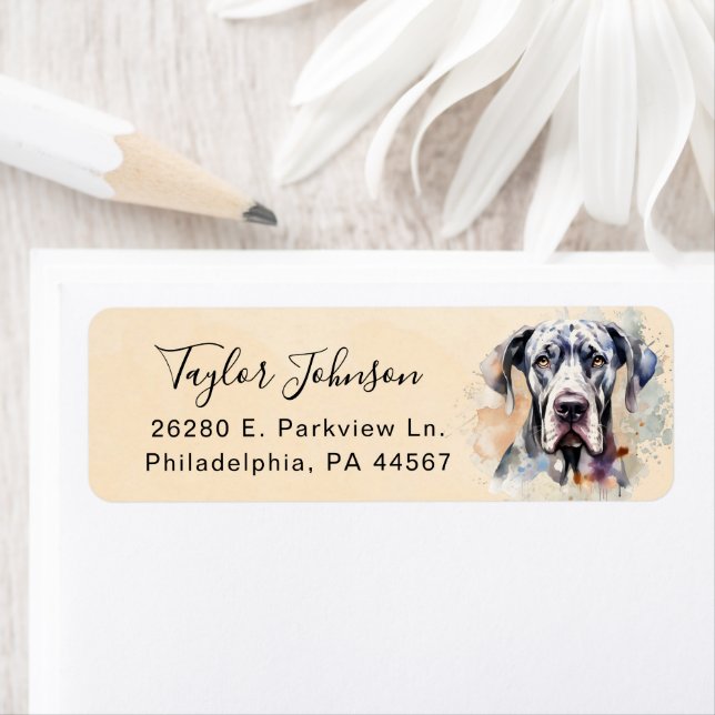 Great Dane Dog Return Address Label (Insitu)