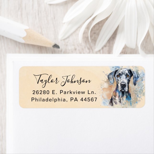 Great Dane Dog Return Address Label (Insitu)