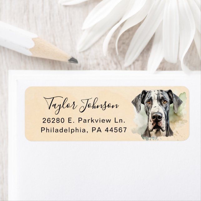 Great Dane Dog Return Address Label (Insitu)