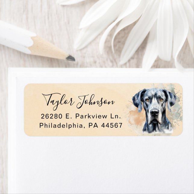 Great Dane Dog Return Address Label (Insitu)