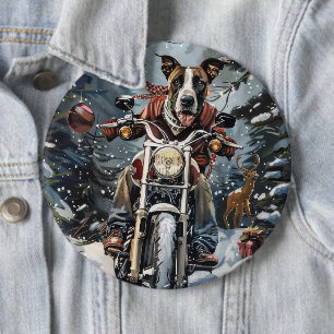 Great Dane Dog Riding Motorcycle Christmas 6 Inch Round Button