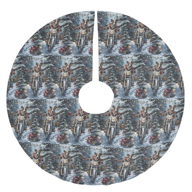 Great Dane Dog Riding Motorcycle Christmas Brushed Polyester Tree Skirt (Front)