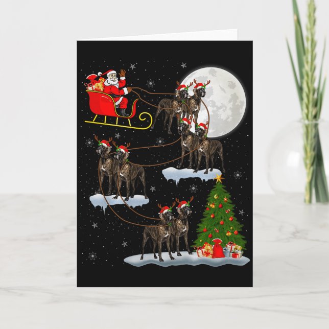 Great Dane Dog Santa Sleigh Flying Funny Magical C Card (Front)