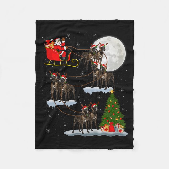 Great Dane Dog Santa Sleigh Flying Funny Magical C Fleece Blanket (Front)