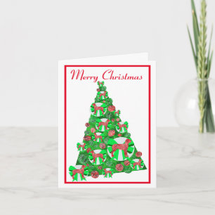 Great Dane Dog Silhouette Christmas Tree Green Card