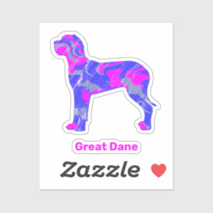 Great Dane Dog Silhouette Crazy Hot Pink Sticker