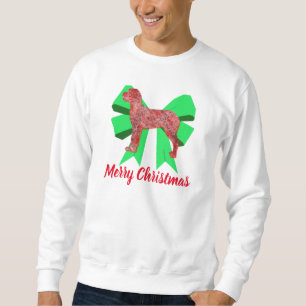 Great Dane Dog Silhouette Green Bow Christmas Sweatshirt