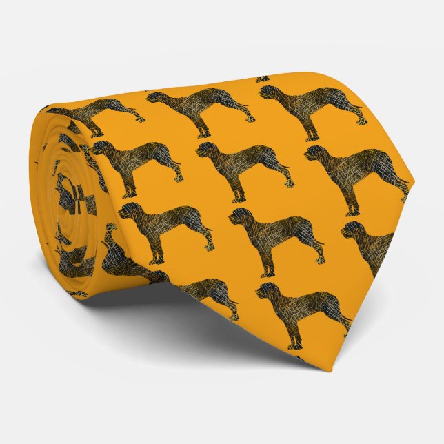 Great Dane Dog Silhouette Halloween Orange Neck Tie (Rolled)