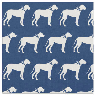 Great Dane Dog Silhouette Pet Navy Blue Fabric