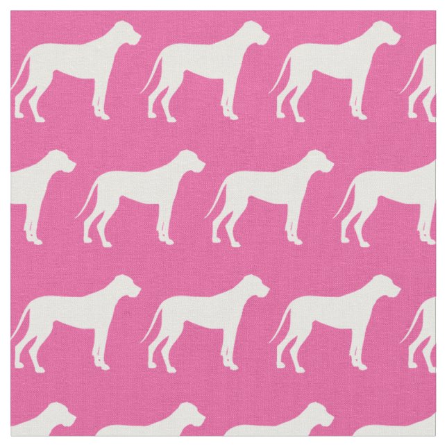 Great Dane Dog Silhouette Pet Pink Fabric (Close Up)