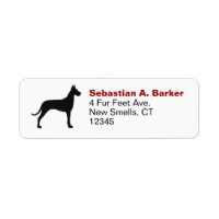 Great Dane Dog Silhouette Return Address Labells