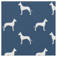 Great Dane Dog Silhouettes Pattern Blue and White