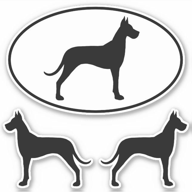 Great Dane Dog Silhouettes Vinyl Sticker Set (Front)