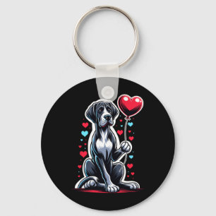 Great Dane Dog Valentine's Day Dog Owner Valentine Keychain