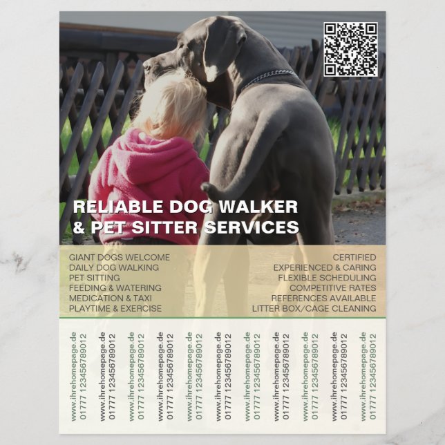 Great Dane Dog Walker Sitter  Flyer (Front)