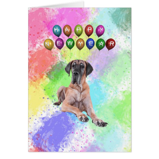 Great Dane Dog Wishing Happy New Year (Front)
