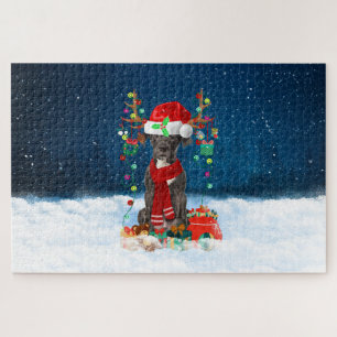 Great Dane dog with Christmas gifts Jigsaw Puzzle