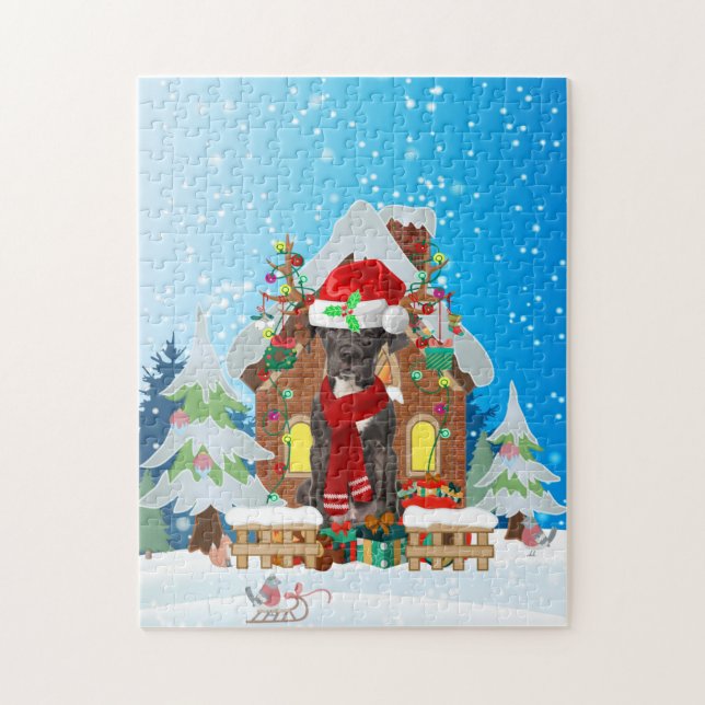 Great Dane dog with Christmas gifts Jigsaw Puzzle (Vertical)