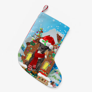 Great Dane dog with Christmas gifts Small Christmas Stocking