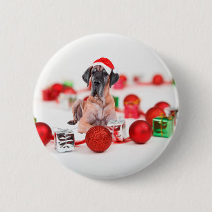 Great Dane Dog with Christmas Ornaments Gifts 2 Inch Round Button