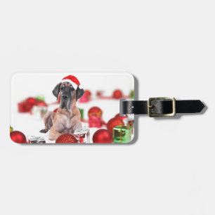 Great Dane Dog with Christmas Ornaments Gifts Luggage Tag