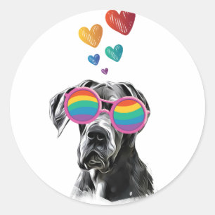Great Dane Dog with Hearts Valentine's Day Classic Round Sticker