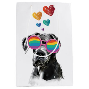 Great Dane Dog with Hearts Valentine's Day  Medium Gift Bag