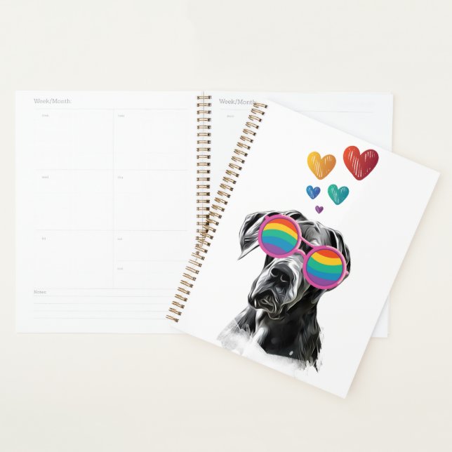 Great Dane Dog with Hearts Valentine's Day  Planner (Display)