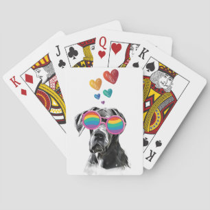 Great Dane Dog with Hearts Valentine's Day  Playing Cards
