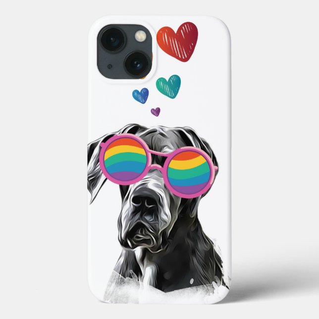 Great Dane Dog with Hearts Valentine's Day Throw Case-Mate iPhone Case (Back)