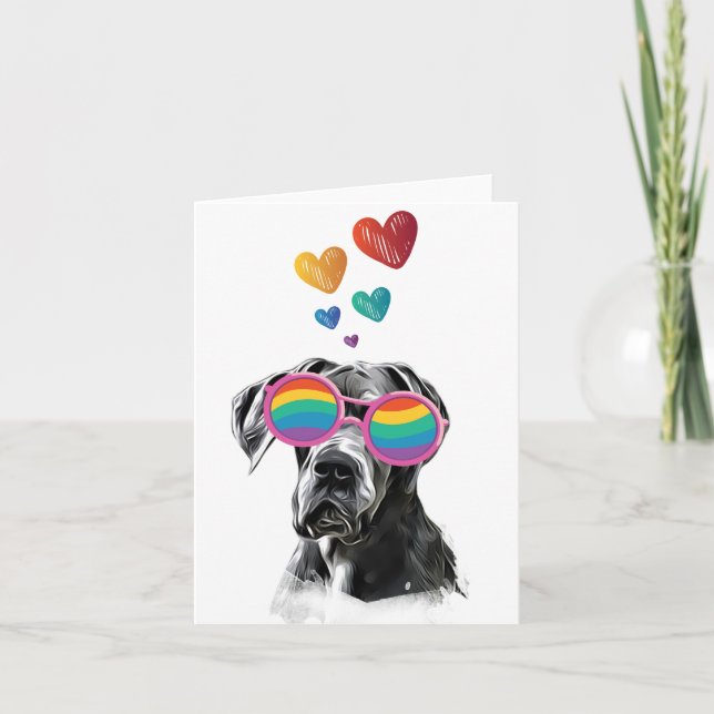 Great Dane Dog with Hearts Valentine's Day Throw P Card (Front)