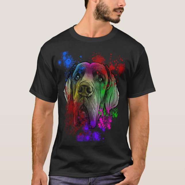 Great Dane Dog with Splash Art T-Shirt (Front)